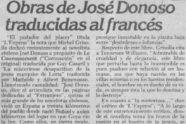 Obras de José Donoso traducidas al francés.