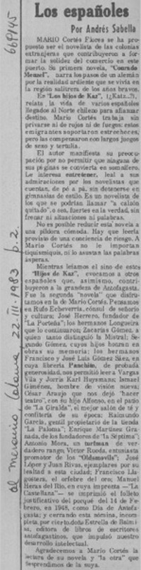 Los españoles  [artículo] Andrés Sabella.