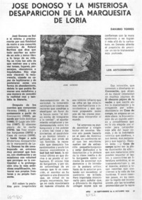 José Donoso y la misteriosa desaparición de la marquesita de Loria