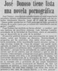 José Donoso tiene lista una novela pornográfica