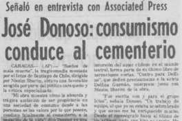 José Donoso, consumismo conduce al cementerio.