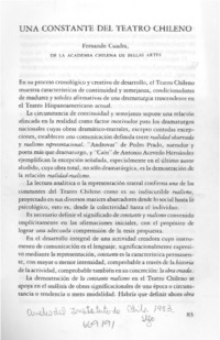 Una Constante del teatro chileno.