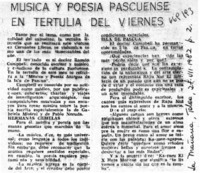 Música y poesía pascuense en tertulia del viernes.  [artículo]