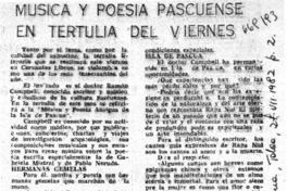 Música y poesía pascuense en tertulia del viernes.  [artículo]
