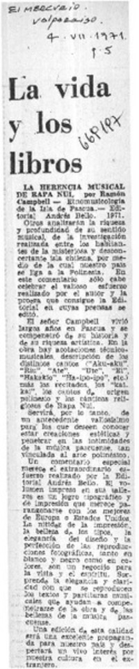 La vida y los libros.  [artículo]