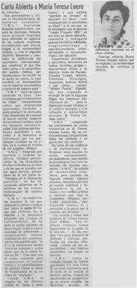 Carta abierta a Teresa Donoso Loero.