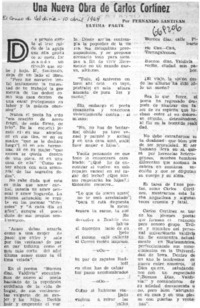 Una nueva obra de Carlos Cortínez  [artículo] Fernando Santiván.