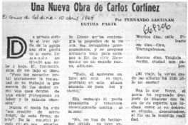 Una nueva obra de Carlos Cortínez  [artículo] Fernando Santiván.