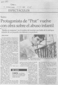 Protagonista de "Prat" vuelve con obra sobre el abuso infantil