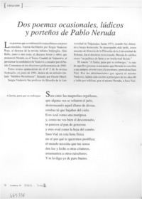 Dos poemas ocasionales, lúdicos y porteños de Pablo Neruda