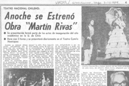 Anoche se estrenó obra "Martín Rivas".