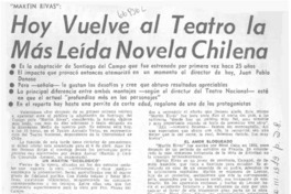 Hoy vuelve al teatro la más leída novela chilena.