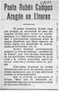 Poeta Rubén Campos Aragón en Linares.