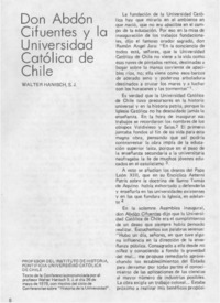 Don Abdón Cifuentes y la Universidad Católica de Chile