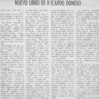 Nuevo libro de Ricardo Donoso.