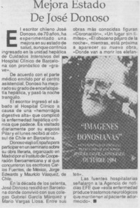 Mejora estado de José Donoso.