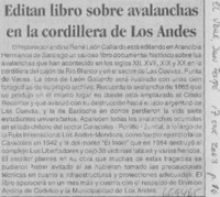 Editan libro sobre avalanchas en la cordillera de Los Andes.