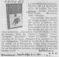 La misteriosa desaparición de la marquesita de Loria.