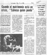 Cuando el matrimonio está en crisis, "Sálvese quien pueda".