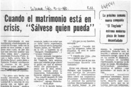 Cuando el matrimonio está en crisis, "Sálvese quien pueda".