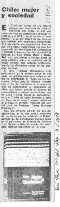 Chile, mujer y sociedad.