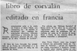 Libro de Corvalán editado en Francia.