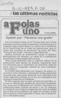 Apelan por "Persona non grata".