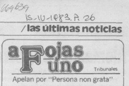 Apelan por "Persona non grata".