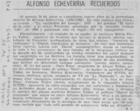 Alfonso Echeverría: recuerdos.