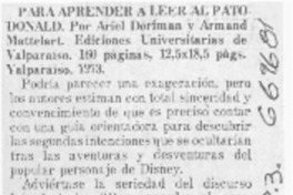 Para aprender a leer al Pato Donald