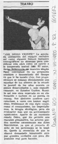 "¡Oh, siglo veinte!".