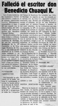 Falleció el escritor don Benedicto Chuaqui K.