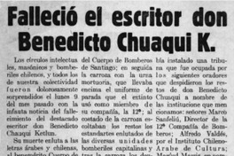 Falleció el escritor don Benedicto Chuaqui K.