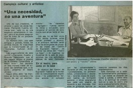 Una necesidad, no una aventura"