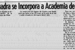 Fernando Cuadra se incorpora a academia de Bellas Artes.