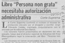 Libro "Persona non grata" necesitaba autorización administrativa.