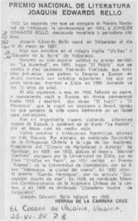 Premio Nacional de Literatura Joaquín Edwards Bello