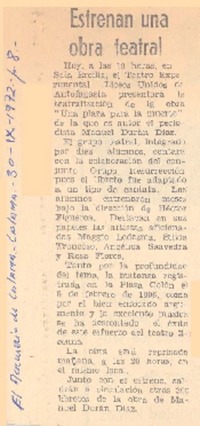 Estrenan una obra teatral.