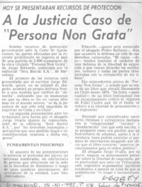 A la justicia caso de "Persona non grata".