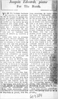 Joaquín Edwards, pintor