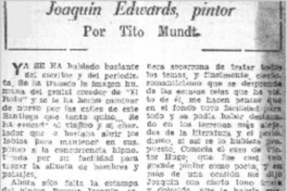 Joaquín Edwards, pintor