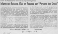 Informe de aduana, vital en recurso por "Persona non grata".