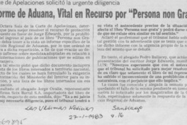 Informe de aduana, vital en recurso por "Persona non grata".