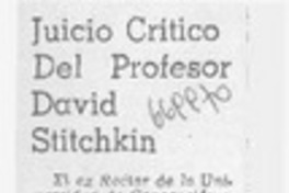 Juicio crítico del profesor David Stitchkin