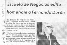 Escuela de negocios edita homenaje a Fernando Durán.