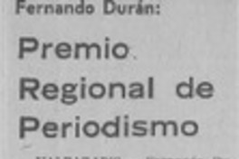 Premio regional de periodismo.
