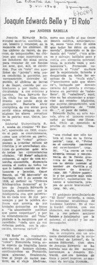 Joaquín Edwards Bello y "El roto"