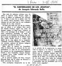 "El Subterráneo de los jesuitas", de Joaquín Edwards Bello.