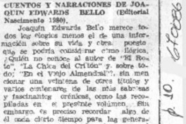 Cuentos y narraciones de Joaquín Edwards Bello