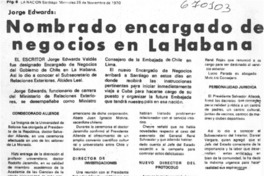Nombrado encargado de negocios en La Habana.